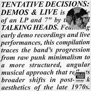 Talking Heads - Tentative Decisions: 1974-1976 Black Friday Record Store Day 2025 Clear Vinyl Edition