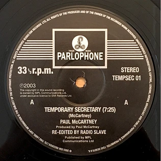 Paul McCartney - Temporary Secretary