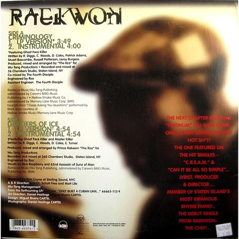 Raekwon Featuring Tony Starks - Criminology / Glaciers Of Ice