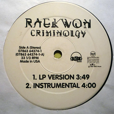 Raekwon Featuring Tony Starks - Criminology / Glaciers Of Ice