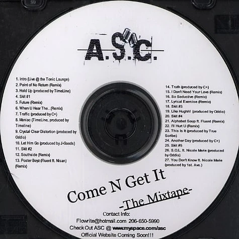 ASC (Altered State Of Consciousness) - Come n get it mixtape