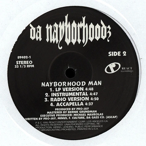 Da Nayborhoodz - How We Do It / Nayborhood Man