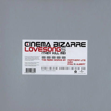 Cinema Bizarre - Lovesongs (they kill me)