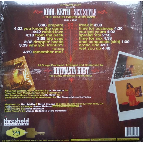 Kut Masta Kurt Presents Kool Keith - Sex Style (The Un-Released Archives)