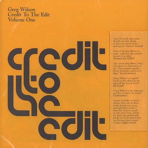 Greg Wilson - Credit to the edit volume 1