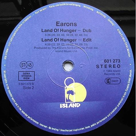 The Earons - Land Of Hunger