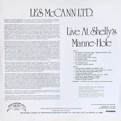 Les McCann Ltd. - Live At Shelly's Manne-Hole