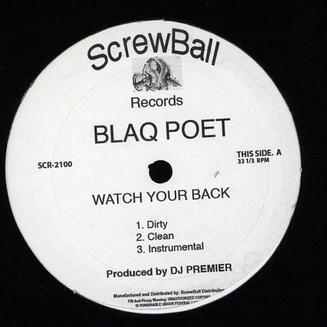 Blaq Poet - Watch Your Back / Bloody Mess