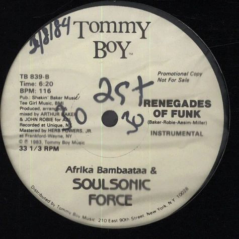 Afrika Bambaataa & The Soul Sonic Force - Renegades of funk