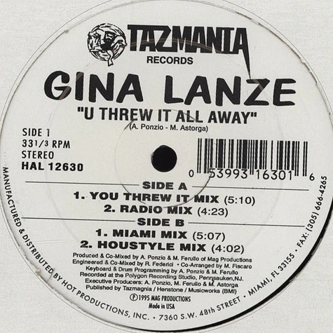 Gina Lanze - U threw it all away