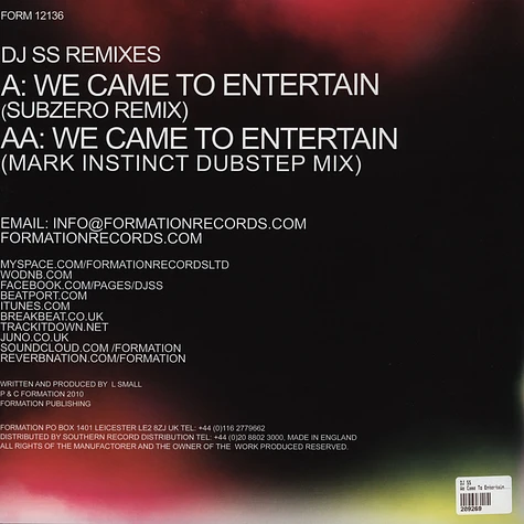 DJ SS - We Came To Entertain Remixes