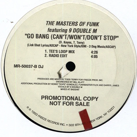 The Master of Funk feat. 9 Double M - Go Bang (can't won't don't stop)