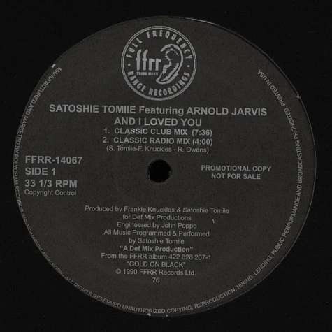 Satoshie Tomiie - And I Love You Feat. Arnold Jarvis