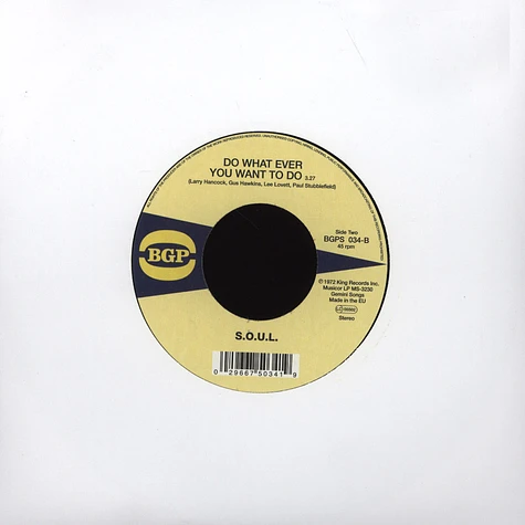 S.O.U.L. - Burning Spear 7” Version / Do Whatever You Want To Do