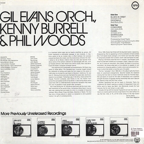 Gil Evans Orchestra, Kenny Burrell & Phil Woods - Previously Unreleased Recordings