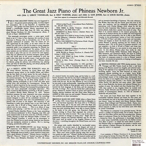 Phineas Newborn Jr. - The Great Jazz Piano Of Phineas Newborn Jr.