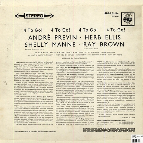 André Previn / Herb Ellis / Shelly Manne / Ray Brown - 4 To Go!