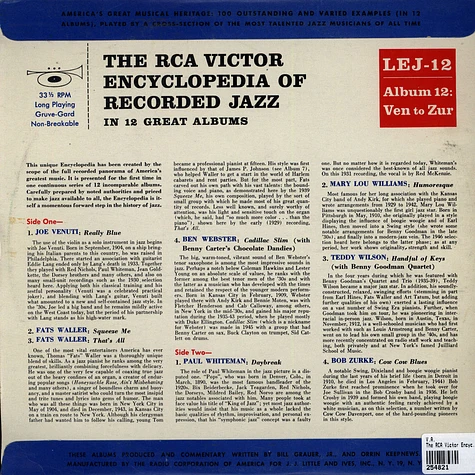 V.A. - The RCA Victor Encyclopedia Of Record Jazz - Album 12 - Ven-Zur