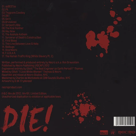 Necro - Die! Red Vinyl Edition