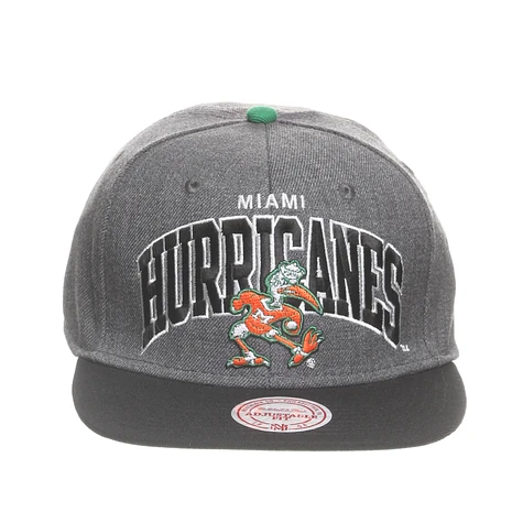 Mitchell & Ness - University Of Miami NCAA Arch W/Logo G2 Snapback Cap