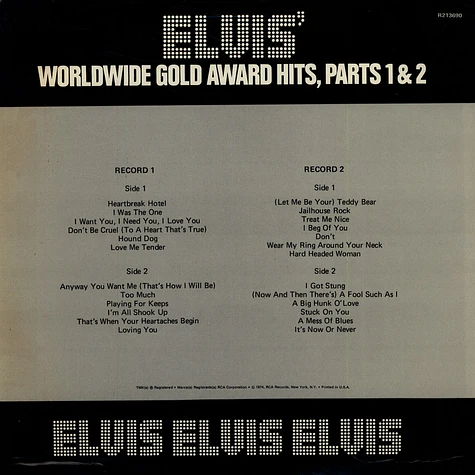 Elvis Presley - Worldwide Gold Award Hits, Parts 1 & 2