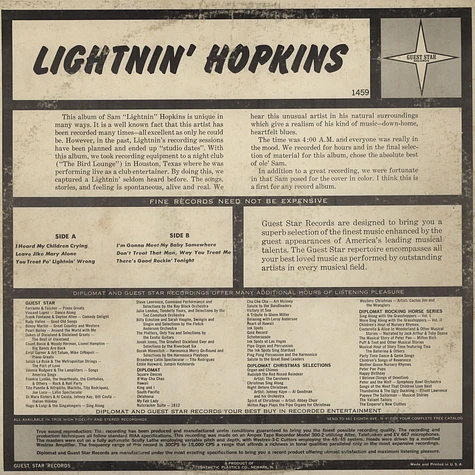 Lightnin' Hopkins - "Live" At The Bird Lounge