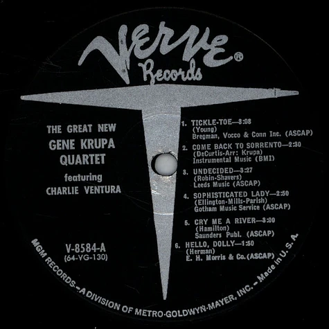 The Gene Krupa Quartet Featuring Charlie Ventura - The Great New Gene Krupa Quartet Featuring Charlie Ventura