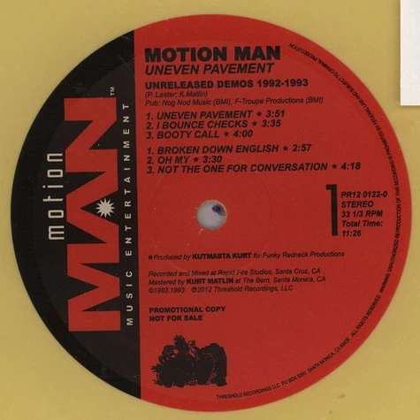 Motion Man - Uneven Pavement Unreleased Demo's EP 1992-'93