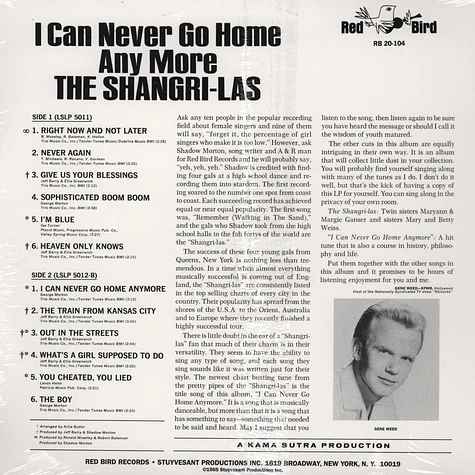 Shangri-Las - I Can Never Go Home Anymore