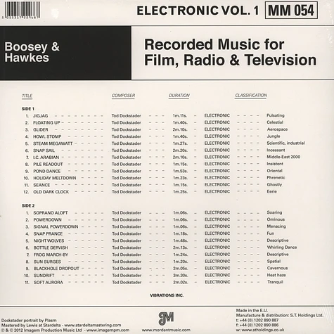 Tod Dockstader - Recorded Music For Film, Radio & Television: Electronic Volume 1