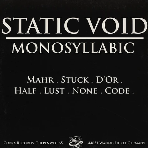 Static Void - Monosyllabic