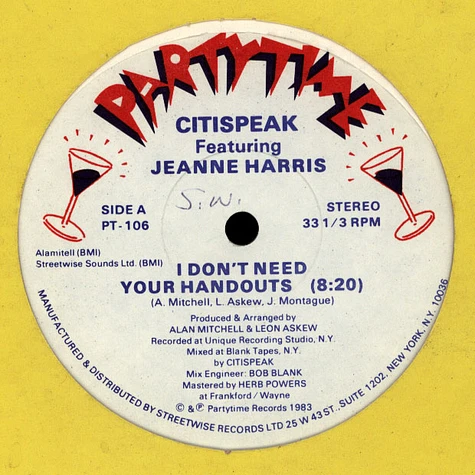 Citispeak Featuring Jeanne Harris - I Don't Need Your Handouts