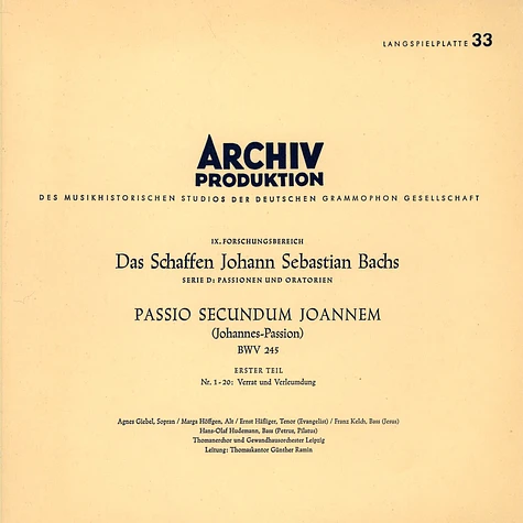 Johann Sebastian Bach / Ramin / Thomanerchor & Gewandhausorchester Leipzig - Johannes-Passion