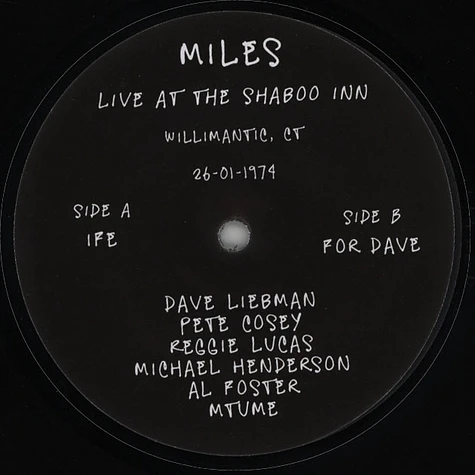 Miles Davis - Live at the Shaboo Inn, Willimantic, CT