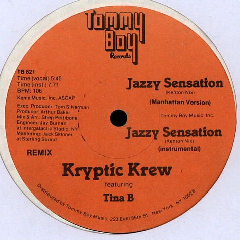 The Kryptic Krew Featuring Tina B, Afrika Bambaataa & The Jazzy 5 - Jazzy Sensation