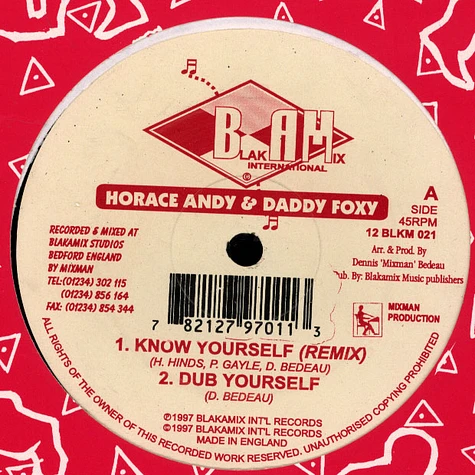 Horace Andy & Daddy Foxy - Know Yourself/ Homeless