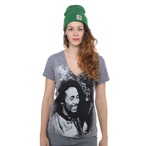 Bob Marley - Smile Burnout V-Neck Women T-Shirt