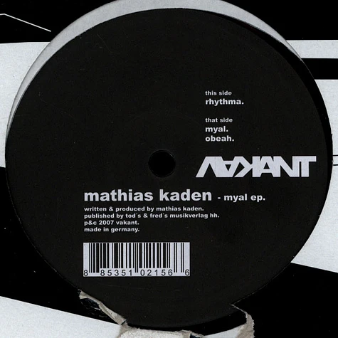 Mathias Kaden - Myal EP