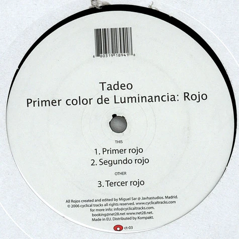 Tadeo - Primer Color De Luminancia: Rojo