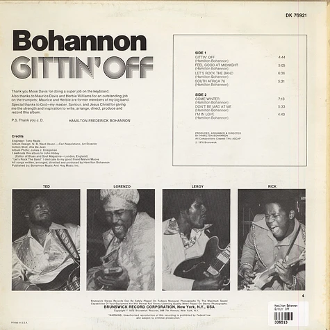 Hamilton Bohannon - Gittin' Off