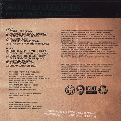 Damu The Fudgemunk - How It Should Sound Volume 1 Clear Vinyl Edition