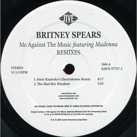 Britney Spears Featuring Madonna - Me Against The Music (Remixes)