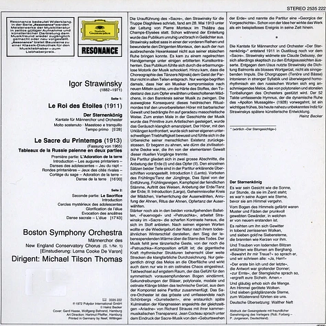 Igor Stravinsky, Boston Symphony Orchestra, Michael Tilson Thomas - Le Sacre Du Printemps / Le Roi Des Etoiles