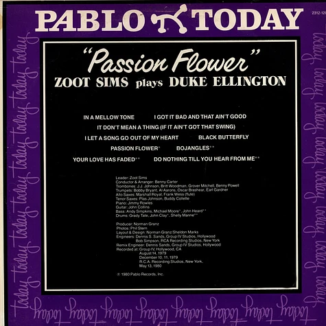 Zoot Sims Plays Duke Ellington - Passion Flower