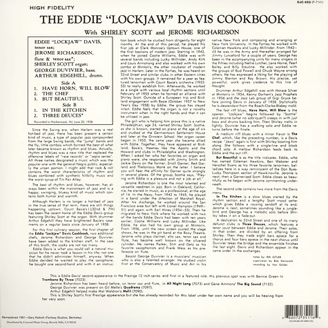 Eddie Lockjaw Davis - Eddie Lockjaw Davis Cookbook 1