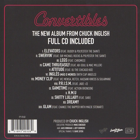 Chuck Inglish (Cool Kids) - Convertibles RSD Single feat. Chance The Rapper
