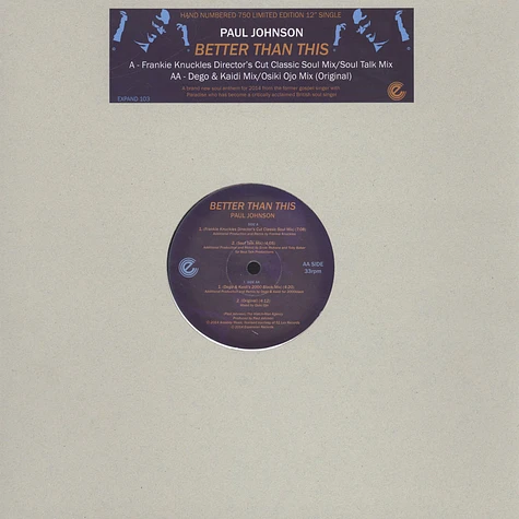 Paul Johnson - Better Than This Mixes