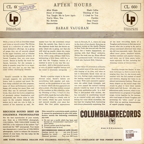 Sarah Vaughan - After Hours With Sarah Vaughan