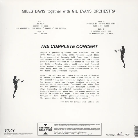 Miles Davis Quintet Together With Gil Evans Orchestra - At Carnegie Hall