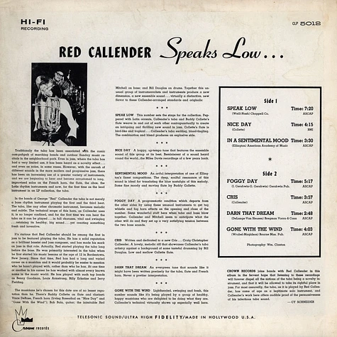 Red Callender - Callender Speaks Low